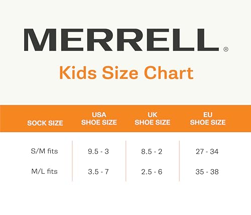 Merrell Meias infantis MOAB para caminhada e peso médio – Coolmax gerenciamento de umidade e suporte
