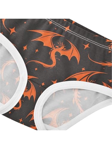 ZZKKO Silhouette Flying Fire Dragon Star Girls Underwear Toddler Panties for Girls Comfort Brief Size 2-8T4