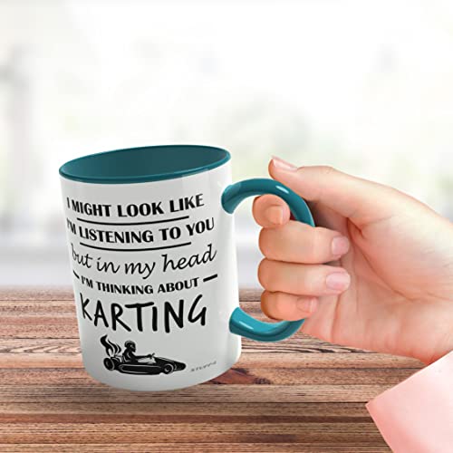 Stuff4 Karting Gifts, in My Head I'm Thinking About Karting, Funny Gifts Men Women, Go Kart Motorsport Mug - Image 3