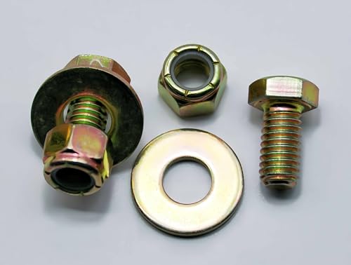 Image of 3 /8 inch x 3 /4 inch Hex Head Bolt by Color Galvanization with Nylon Lock nut and Large Size Washer Assortment Kit,Alloy Steel,Grade 5.(10pcs Pack),by Metalsuberg.