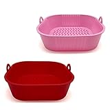 【Unverzichtbares Luftfritteusen-Zubehör】 Keine Reinigung des Fritteusenkorbs mehr, so dass Sie mehr bereit sind, die Luftfritteuse zu verwenden und schmackhaftere Speisen gleichzeitig zu genießen. Verabschieden Sie sich von klebrigen und verbrannten Rückständen, passend für 3,6 TQ-6,8 QT Air Fritteusen aus Silikon, hält Temperaturen bis zu 240 °C stand. ) , nicht leicht zu Verformen oder Reißen, die für eine lange Zeit angewendet werden können, keine Notwendigkeit, sich um das Verbrennen zu kümmern. Es kann andere Luftfritteusenpfannen oder Einwegpergamentpapier ersetzen