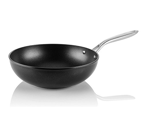 Image of TECHEF - Onyx Collection, 12-Inch Nonstick Flat Bottom Wok /Stir-Fry Pan - PFOA Free, Dishwasher and Oven Safe, Made in Korea