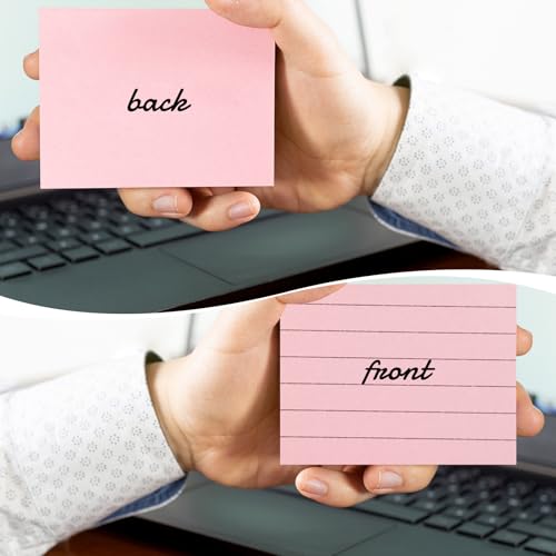 1200 Blatt Karteikarten A8, 5.2 x 7.4cm Vokabelkarten, 150g/m², Vorderseite Liniert + Rückseite Leer, Karteikarten A8 Bunt für Schule, Büro und Zuhause (6 Farben, 200 Blatt Jeder Farbe)