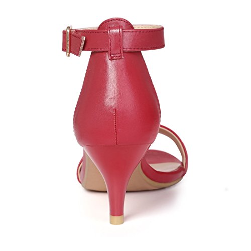 Allegra K Allegra K Women's Ankle Strap Red Kitten Heel Sandals - 6 M US