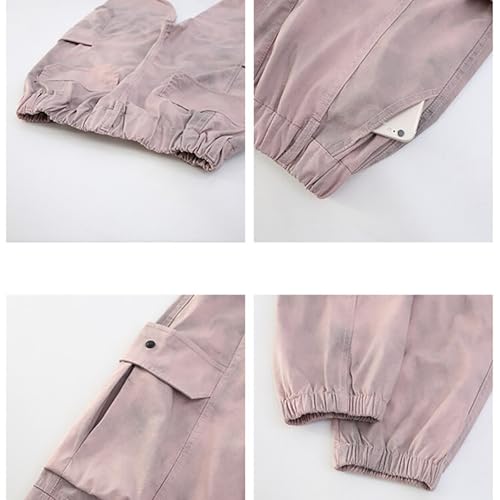 Baggy Cargo Pants for Girls Elastic Waist Casual Wide Leg Breathable Jeans with Pockets Soft Loose Streetwear Trousers4