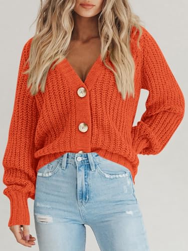 Image of PRETTYGARDEN Women's Chunky Knit Open Front Sweater Long Sleeve Button Loose Short Cardigan Outerwear Coats