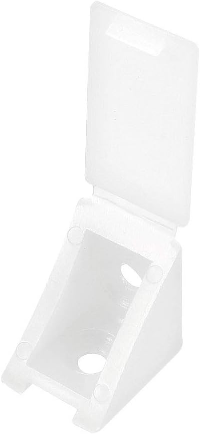 uxcell Shelf Cabinet Door 90 Degree Plastic Corner Braces 2 Holes Angle Brackets with Cover Cap, 10 Pcs