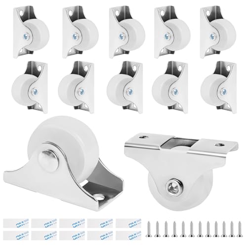 Flintronic Wheels for Furniture, 12PCS Small Castor Wheel, Fixed Heavy Duty Castors wheels, Low Profile Self-Adhesive Caster-Wheels, Trolley-Wheel for Small Appliances, Luggage, Drawer, Carts