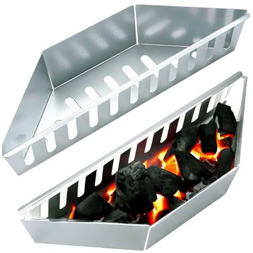 SYXLS Charcoal Baskets, Stainless Steel Char-Bask, Made of Robust, galvanised Steel, Ideal for Direct & indirect Grilling with Charcoal Suitable for All 37cm Barbecues (Silver)