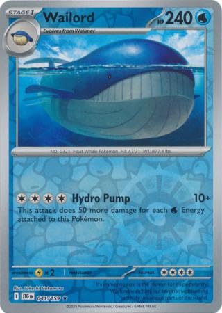 Pokemon - Wailord 041/159 Journey Together – Reverse Foil – Single Card
