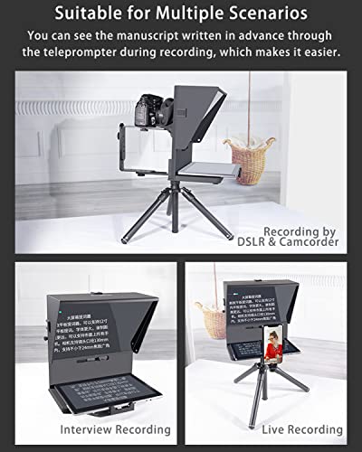 Teleprompter de 16 pulgadas con vidrio divisor 70/30 y control remoto para tabletas 4