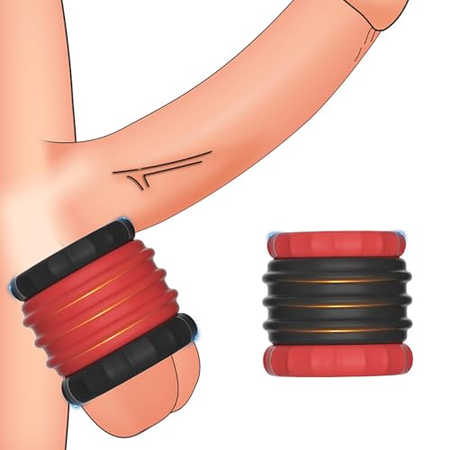 Anello del pene Set per gli uomini, morbido silicone doppio scroto Bondage anello giocattolo del sesso, anelli di cazzo per gli uomini di gomma per il sesso estremo coppie (Red Long+Black Short)