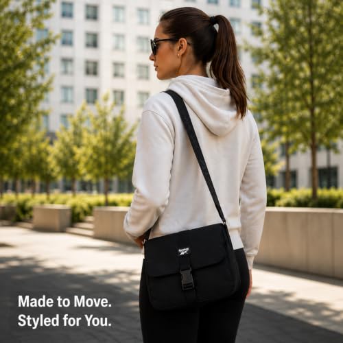Image of Reebok Womens Small Crossbody Bag Lightweight Nylon Purse Adjustable Strap | Quilted Washed Fabric, Roomy Interior with Handy Pockets, Wear Over Shoulder or Across Body, Great for Daily Travel