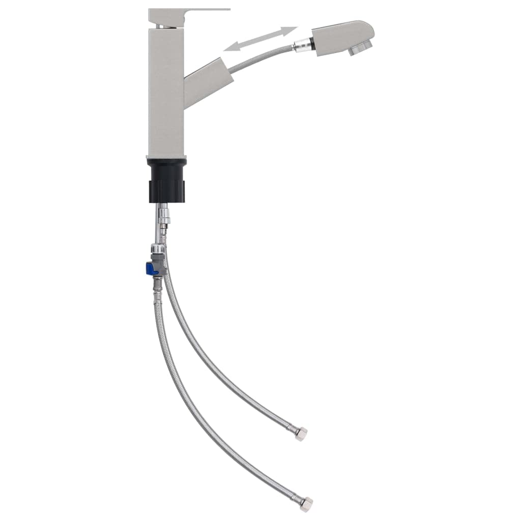 Bateria umywalkowa z wyciąganą słuchawką, jednouchwytowa bateria łazienkowa ze stali nierdzewnej i ABS, obracana o 360 stopni, 157 x 172 mm