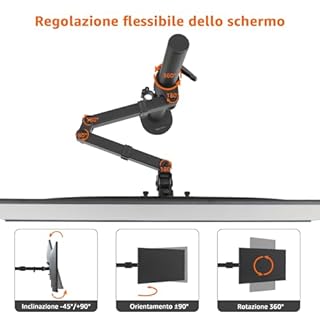 Amazon Basics Supporto a braccio regolabile per monitor singolo, adatto per monitor fino a 32" (81.3 cm), Nero