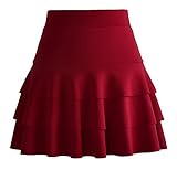 Länge 40cm Cheerlife Damen Rock DREI Lagen großer Schaukel Tanzrock Volant Rock Latein Rock Minirock 3XL Weinrot