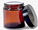 Vivaplex, 12, Amber, 4 oz, Round Glass Jars, with Inner Liners and black Lids