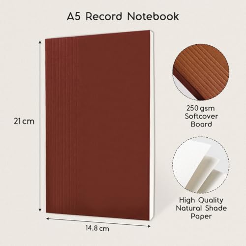 Image of Record Note Book, Coffee | A5 - Dotted Grid Pages | 96 Pages - 100GSM Pages with Soft Cover | Ideal for Office, College, School, Journaling, Meeting & More