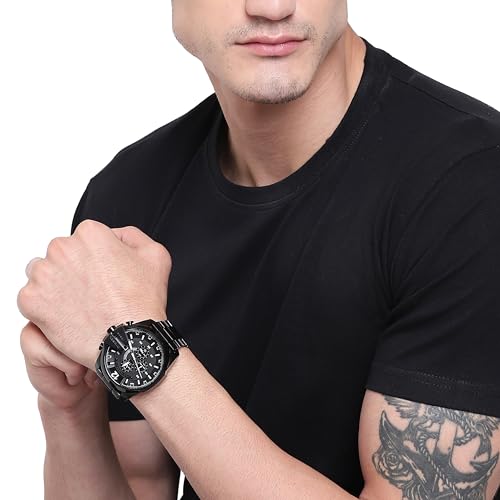 Diesel Stainless Steel Chronograph Men Mega Chief Analog Watch - Dz4283 (Black Dial Black Colored Strap), Black Band - Image 5