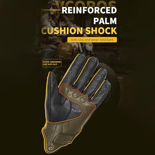 Gants de moto en cuir noir de qualité supérieure style rétro chic - 4