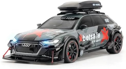 Alokik Enterprise 1:24 Audi RS6 Modified Diecast Metal Pull Back Car with 6 Openable Doors with Sound and Light Toy Decoration car Best Gift Toys for Kids 【Colors as Per Stock】