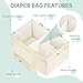 Baby Diaper Caddy Organizer - Portable Nursery Storage Basket for Newborn Essentials, Foldable Diaper Bag Organizer for Baby Shower Gifts and Registry Must-Haves, Car Organizer with Dividers (Beige)
