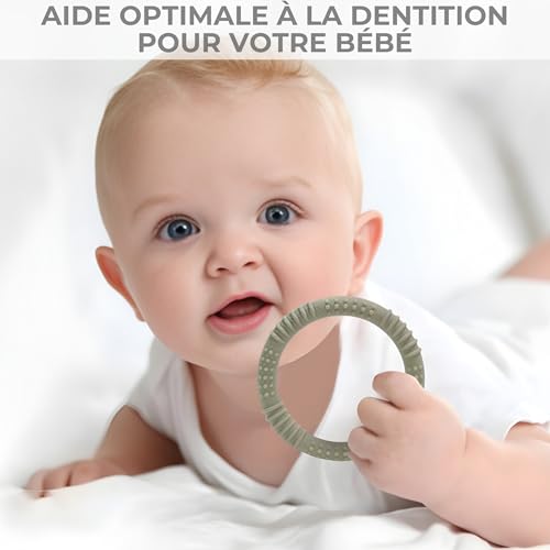 Anneau de dentition bébé en silicone sans BPA lot de 3 souple sensoriel jouet de dentition nouveau ne soulage les gencives cadeau naissance fille garcon anneaux mordeur ergonomique – Image 6