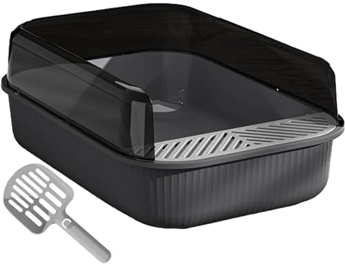 PawnTech Bac à Litière pour Chat XXL Esthétique 51x35x18 cm I Semi Ouverte - Anti-éclaboussure -...