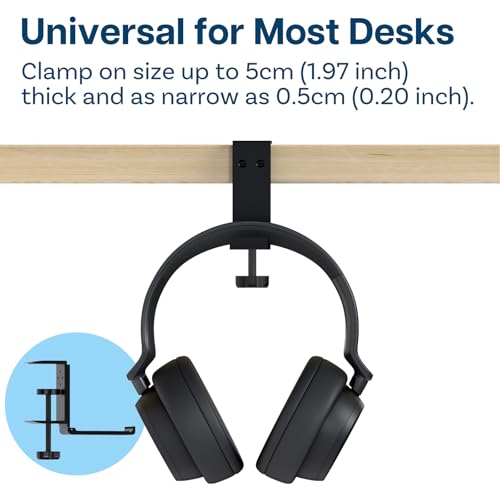 MMOBIEL Headphone Stand, Foldable Headset Stand, Under Desk Headphone Holder - Universal Fit, Adjustable Clamp and Space Saving - Gaming Headset Hook, Holder Hanger Mount - Black Aluminum - Cosy Home Interiors MMOBIEL Headphone Stand, Foldable Headset Stand, Under Desk Headphone Holder - Universal Fit, Adjustable Clamp and Space Saving - Gaming Headset Hook, Holder Hanger Mount - Black Aluminum - Image 4
