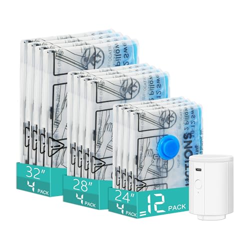 ZOESTORAGE 12 Pack Vacuum Bags with Wireless Pump