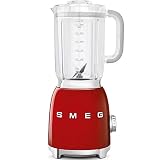 Smeg BLF01RDUK,Batidora de jarra con cuchillas de acero inoxidable, 4 ajustes de velocidad y función de pulso,...