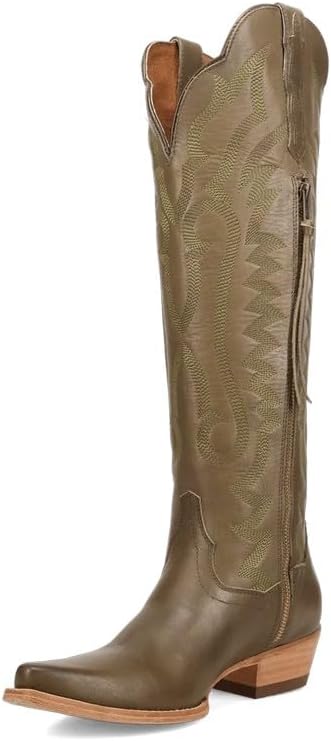 Dan Post Boots Womens Heartland Zippered Snip Toe Casual Boots Over the Knee Low Heel 1-2" - Red