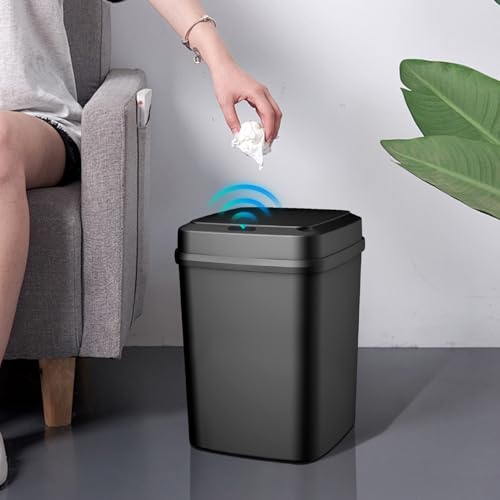 自動タッチレスゴミ箱 ? キッチン用センサーゴミ箱 | 13L 大型電気ゴミ箱 | スマートセンサー作動ゴミ箱 | 寝室、浴室、家庭での使用に最適 | 簡単で衛生的な廃棄物処理のためのモダンなタッチレス設計