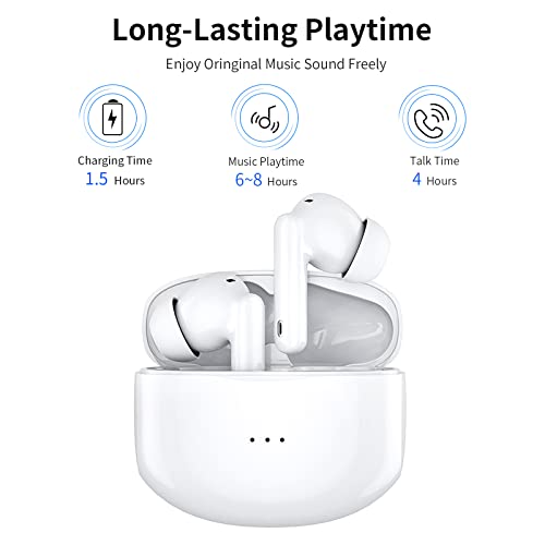 Hisoos Wireless Earbuds Bluetooth Active Noise Cancelling Headphone Wireless Ear Buds In-Ear Headphones With Charging Case Ipx7 Waterproof Earphones For Iphone Android,Music Game Call (White) #TOP2