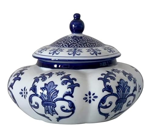 Tarro de jengibre o jarrón de cerámica azul y blanca tradicional 2