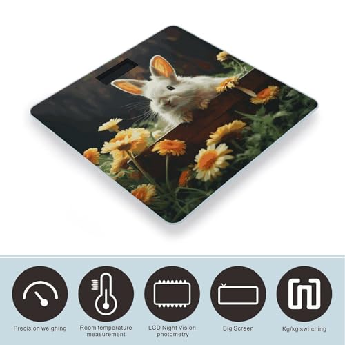 Báscula digital de cuerpo con diseño conejo y flor miniatura 3