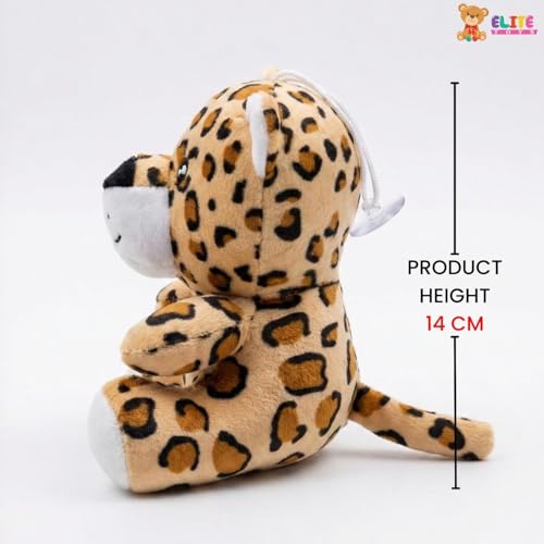 Image of ELITE CREATIONS Leopard Soft Toy 14 cm | Cute Leopard Plush Stuffed Animal | Mini Cuddly Wild Animal Toy for Kids Boys Girls | Birthday Return Gift Kids Toy
