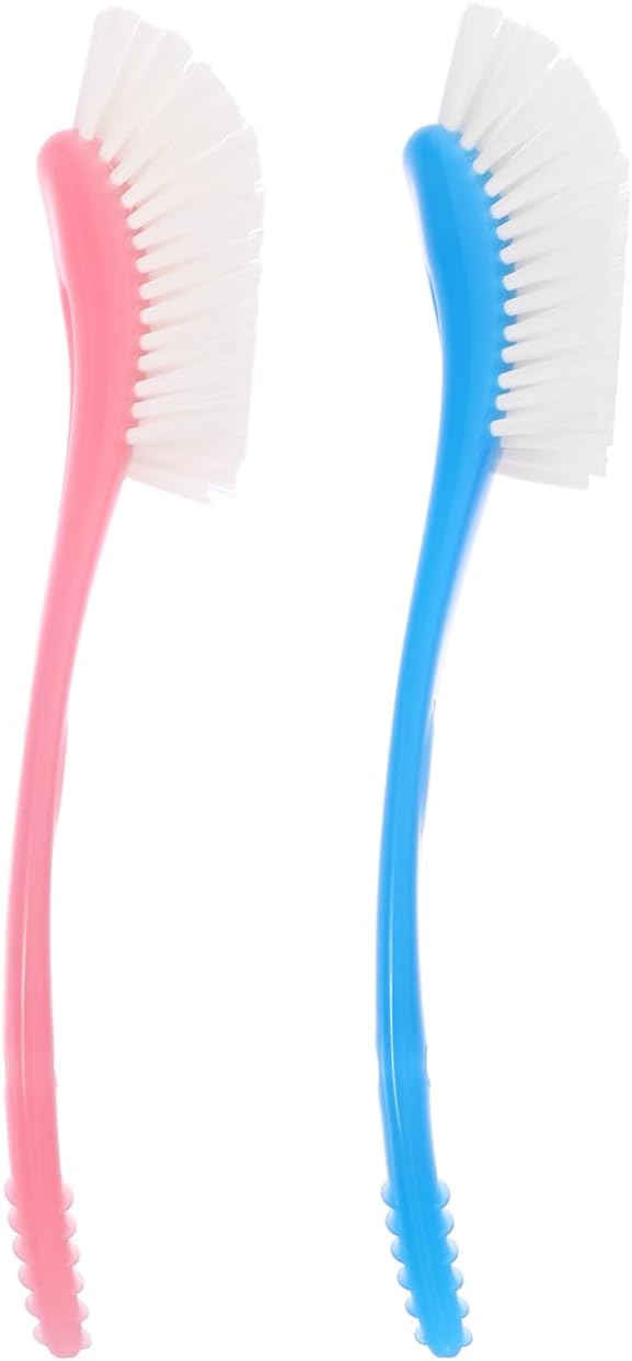 2pcs Multifunctional Bottle Cleaning Brush Blue Pink for Water Bottles Sippy Cups Vacuum Cups Head for Deep Cleaning Safe Handle with Hanging