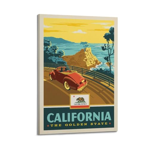 Poster California vintage littoral qiyan impression sur toile de décoration 30x45cm