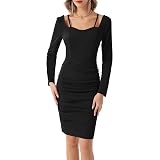 GRACE KARIN Damen Langarm Sexy Party Club Figurbetontes Minikleid Vintage Retro Bleistiftkleid CL1391A22-2_L