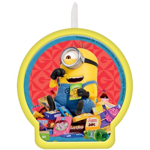 Bougie d'anniversaire multicolore Moi, moche et méchant (6,6 x 6,1 cm) – Parfait pour les décorations de fête Minions