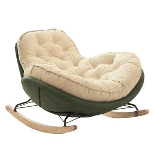 JIESOO Mecedora para sala de estar, dormitorio, balcón, oficina (blanco y verde)