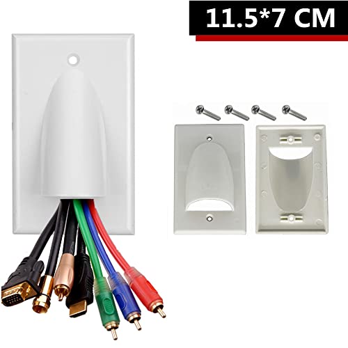 Placa de pared de cable empotrable blanca pack de 2 pasacables de 1 banda 3