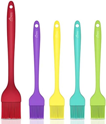 HOTEC Silicone Heat Resistant Marinading Meat Grill Basting Pastry Brush for Oil Butter Sauce Sausages Desserts Turkey Baster Grill Barbecue, Multicolor
