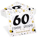 50 Stück Servietten 60. Geburtstag, Seutgjie 60 Geburtstag Deko 1966-2026 Diamantene Hochzeit Jubiläum Tischdeko Schwarz Gold Tisch-Deko Party Gedeckter Tisch