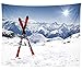 BELECO 7x5ft Fabric Winter Ski Backdrop Snowy Mountain Snowboard Skiing Backdrop Alps Mountain Summit Ski Sport Adventure Background Ski Party Decorations Portrait Photo Shoot Studio Props