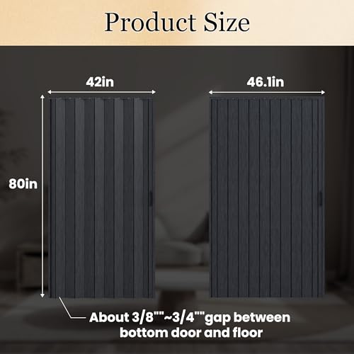 Image of SmartStandard 42 inch x 80 inch Accordion Doors, Double Walled, Classic Black