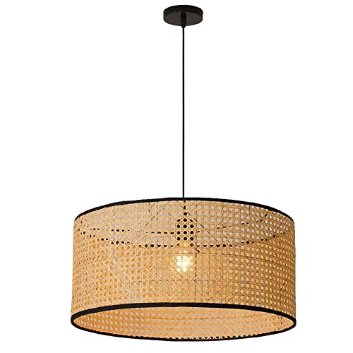 Iluminación colgante E27 en ratán natural para renovar el comedor y la isla