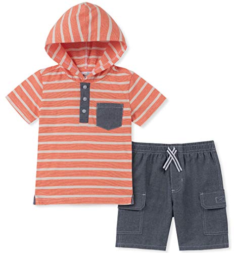 Kids Headquarters Boys' Toddler 2 Pieces Shorts Set, Stripes/Chambray, 3T