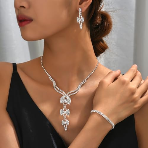 Pendientes de lazo con cadena para mujer y collar de joyería 2